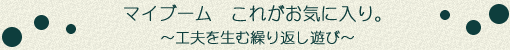 マイブーム　これがお気に入り。　～工夫を生む繰り返し遊び～